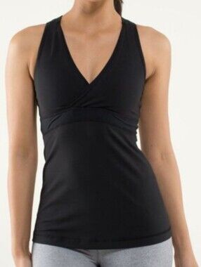 Lululemon Deep V athletic Tank Top Women's Black Sleeveless